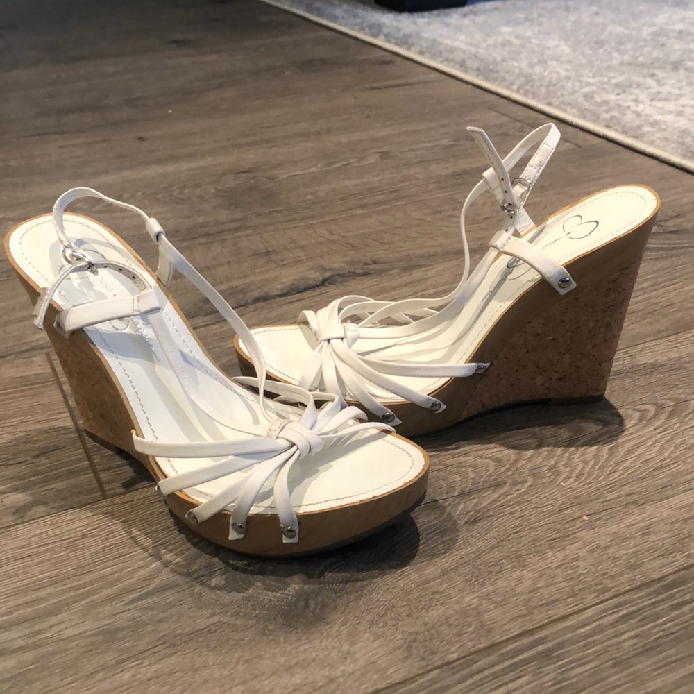 White Jessica Simpson wedges